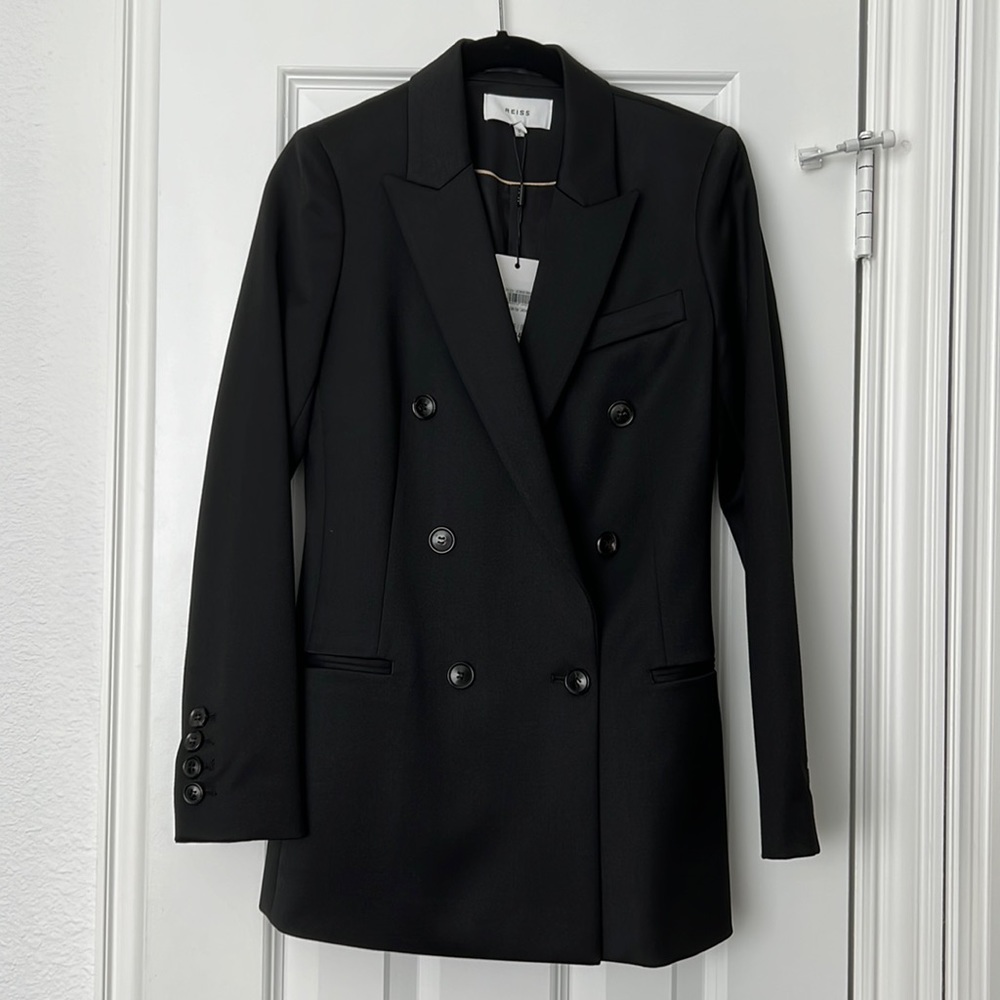 Reiss Black Double-Breasted Blazer